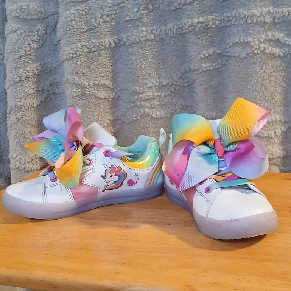 Unicorn Kids Shoes with Rainbow Bow